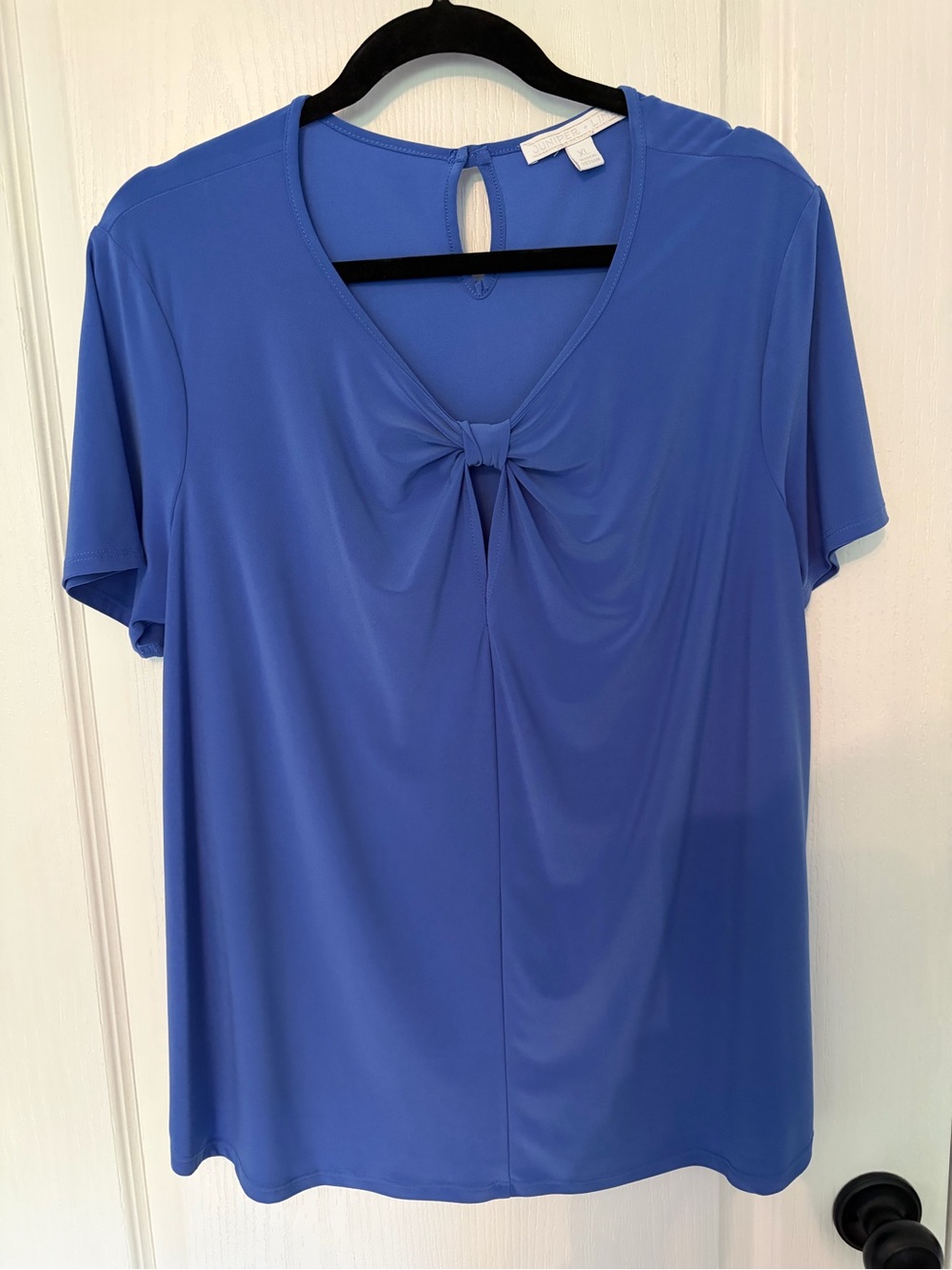 Knot-Front Short Sleeve Tee in Cobalt Blue